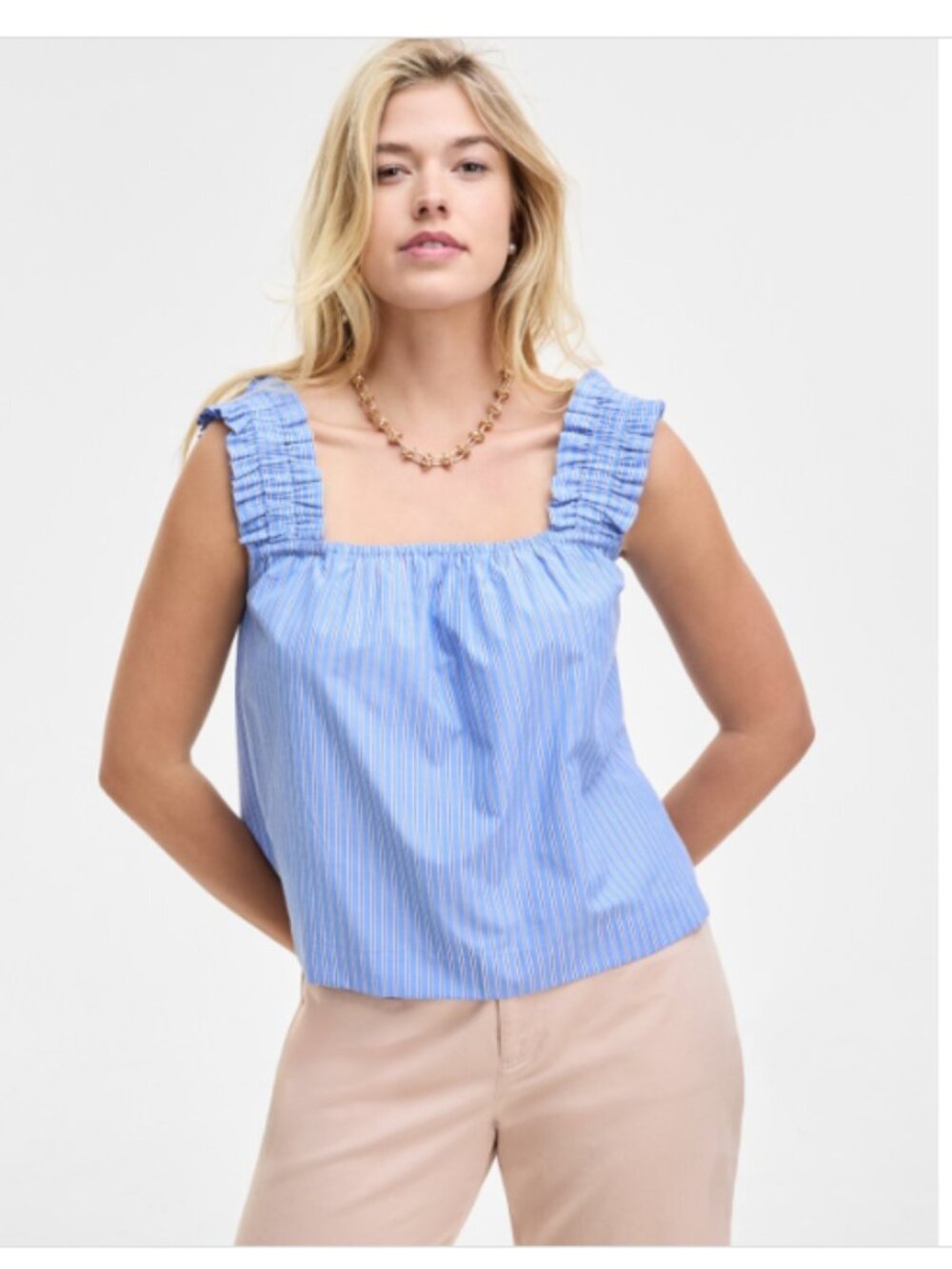 On 34th Women's Ruched-Strap Striped Tank